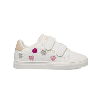 Sneakers da bambina bianche con cuori glitterati Benetton Penn, Scarpe Bambini, SKU s344000153, Immagine 0